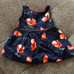 JANIE and JACK girls navy poppy dress - 6/12 mth